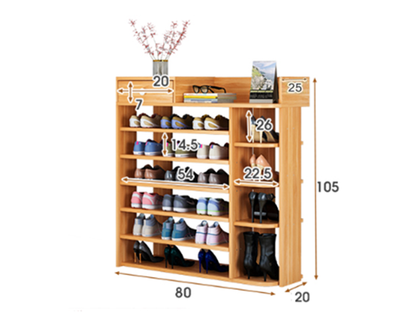 Maxim 7 Tier Shoe Rack Storage Organizer with Drawer (White)