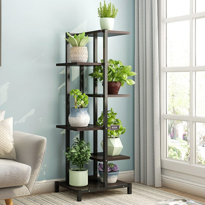 5-Tier Oasis Garden Plants Stand Planter Shelf (Black Walnut)