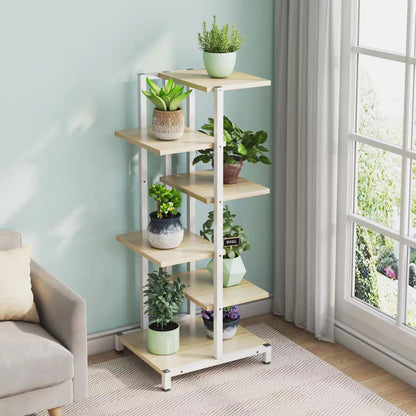 5-Tier Oasis Garden Plants Stand Planter Shelf (White Oak)