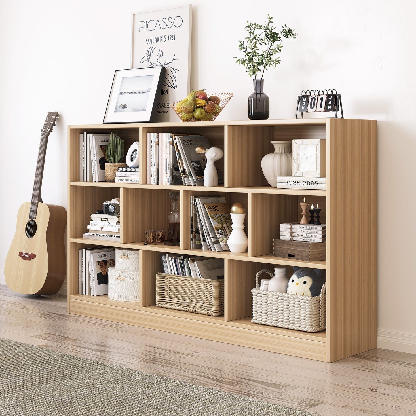 9 Shelving Insight Bookshelf Display Cabinet Bookcase Shelf Organiser (Oak)