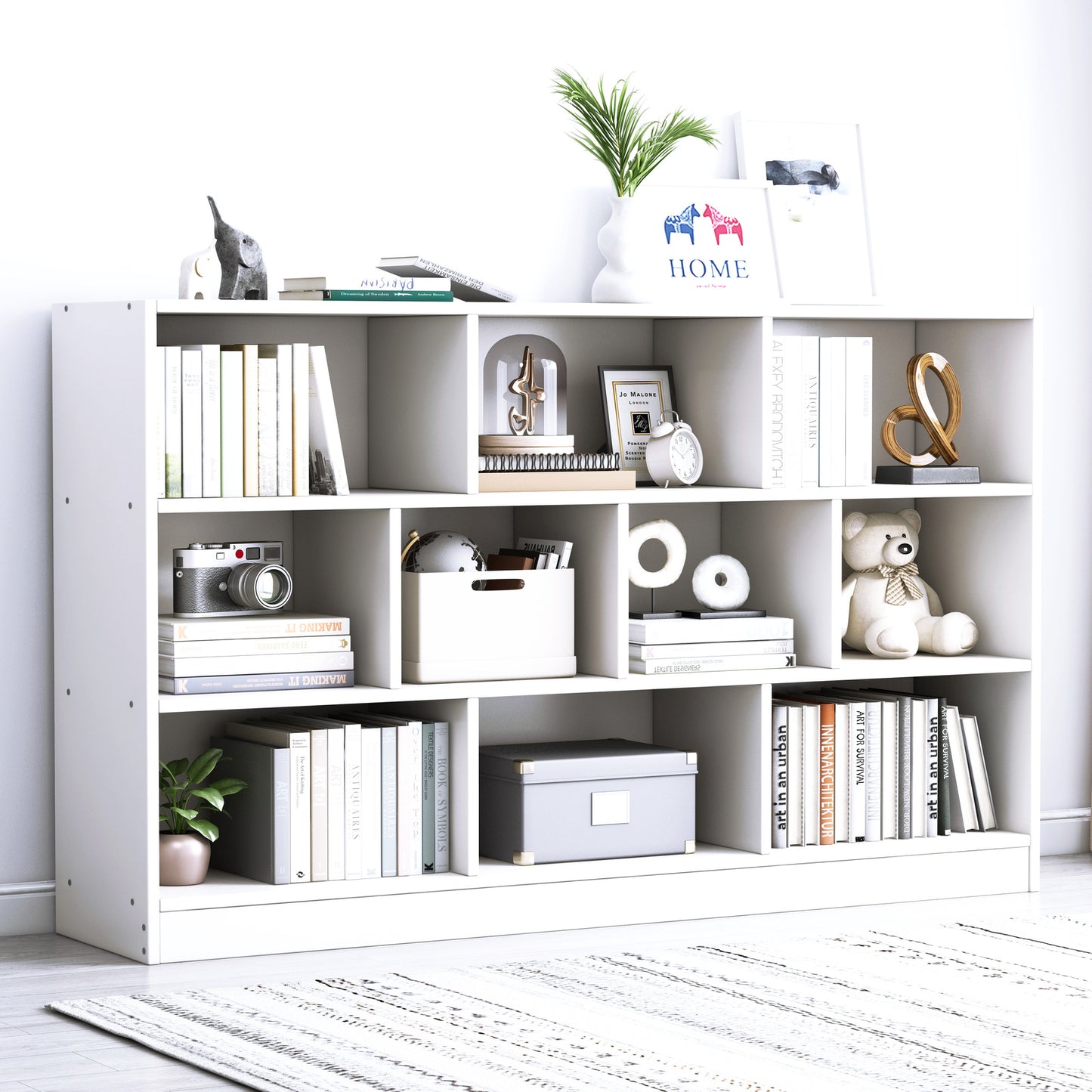 9 Shelving Insight Bookshelf Display Cabinet Bookcase Shelf Organiser (White)