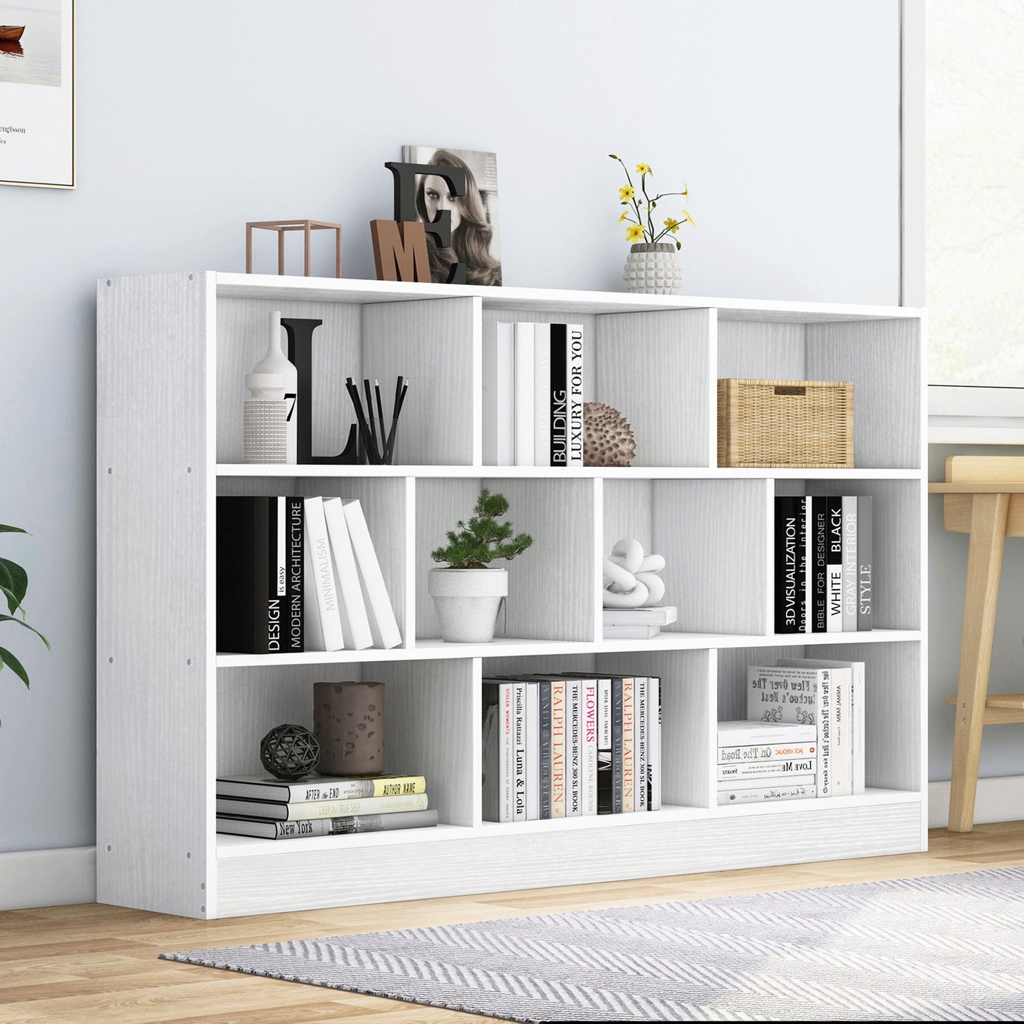 9 Shelving Insight Bookshelf Display Cabinet Bookcase Shelf Organiser (White)