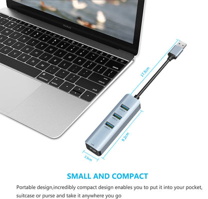 4-in 1 USB-C to 3-Port USB Hub with Gigabit Ethernet Network Adapter