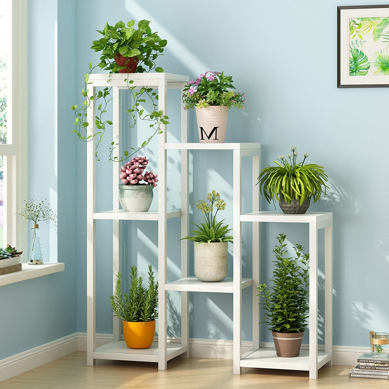 Wonderland Multi-Tiered Garden Plant Stand Wood & Steel Planter Shelf (White)