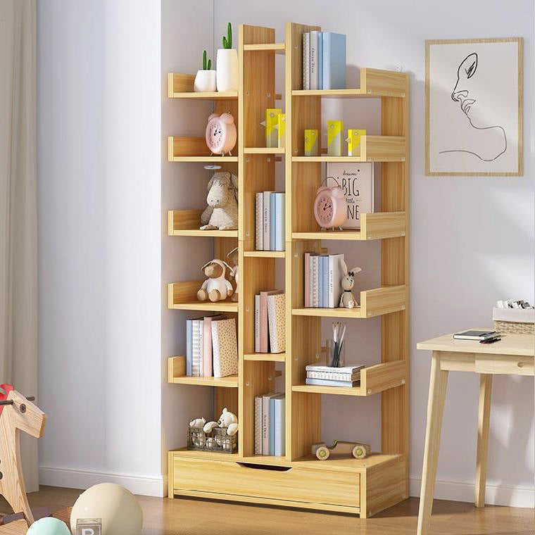 18-Shelf Brilliance Bookshelf Display Cabinet Shelf Bookcase Storage Organizer (Natural Oak)