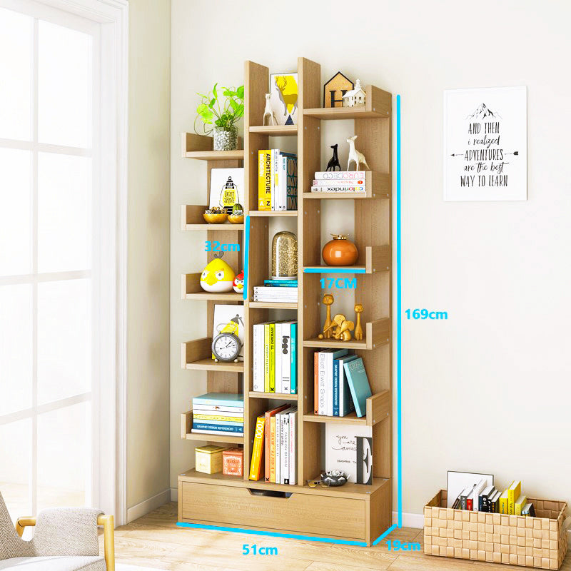 18-Shelf Brilliance Bookshelf Display Cabinet Shelf Bookcase Storage Organizer (Natural Oak)