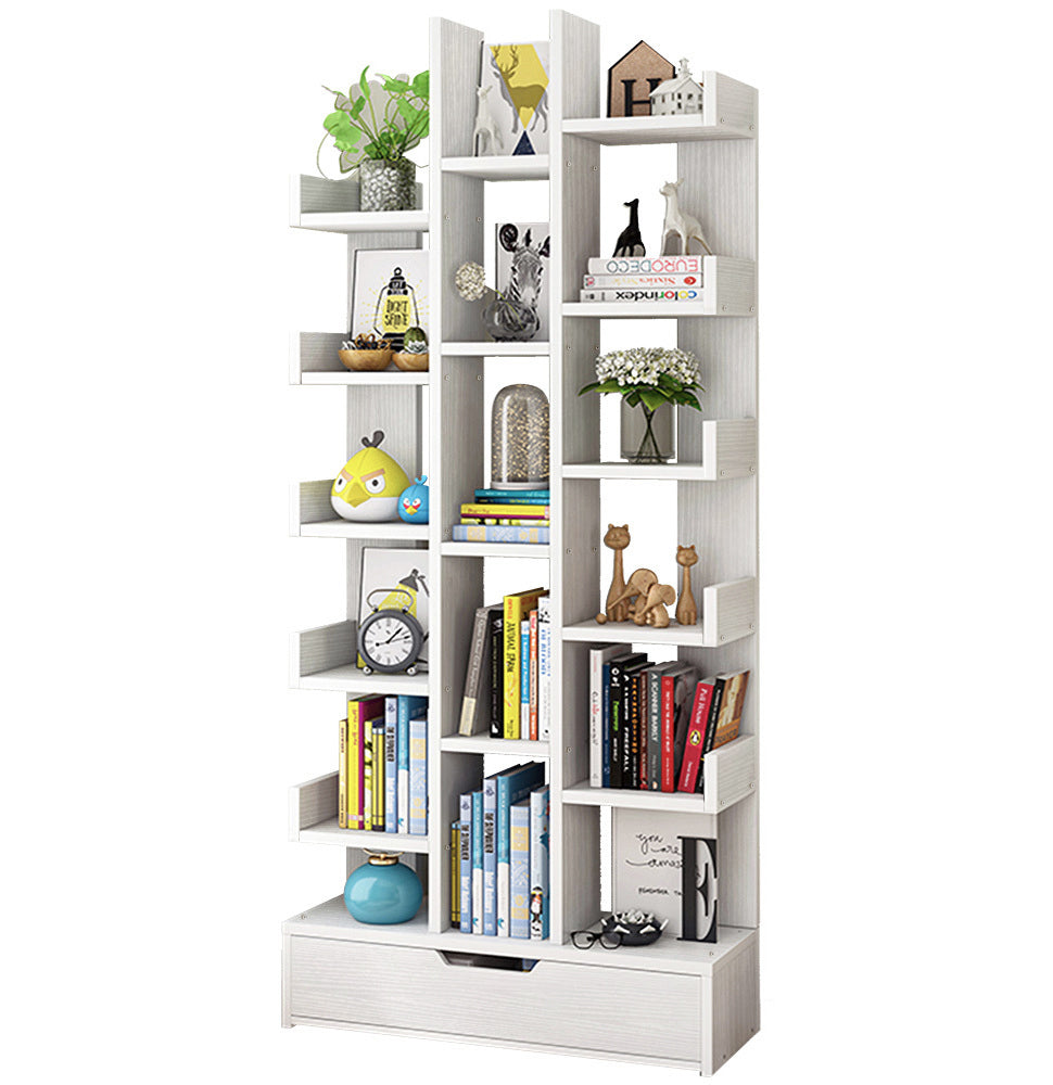 18-Shelf Brilliance Bookshelf Display Cabinet Shelf Bookcase Storage Organizer (White)