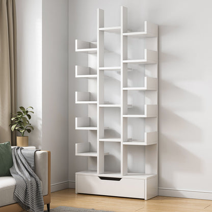 18-Shelf Brilliance Bookshelf Display Cabinet Shelf Bookcase Storage Organizer (White)