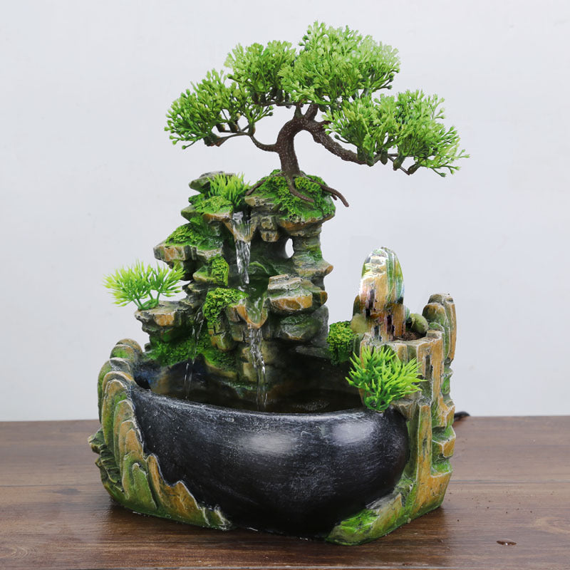 real bonsai tree with waterfall Calming Waterfall Fountain Bonsai Tree Water Feature Ornament