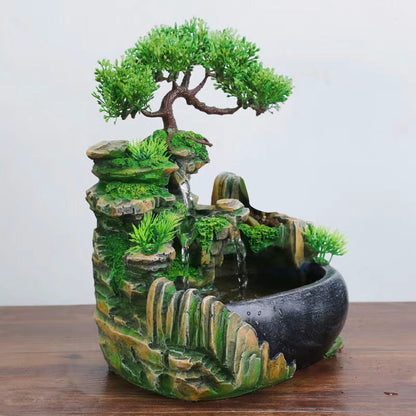 Calming Waterfall Fountain Bonsai Tree Water Feature Ornament