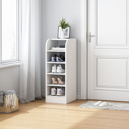 6-Tier Spacious Shoe Rack Wooden Storage Organizer Cabinet (White)