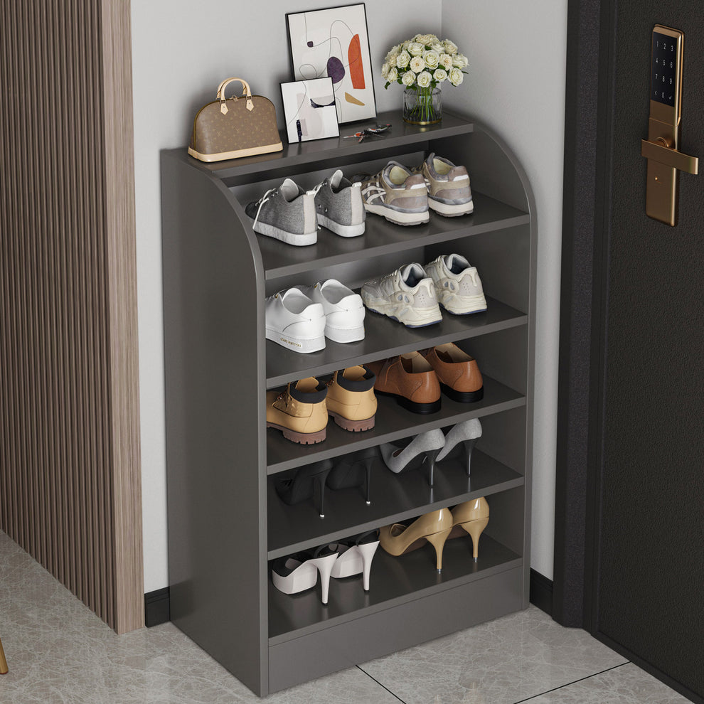 6-Tier Extra Spacious Shoe Rack Wooden Storage Organizer Cabinet (Char