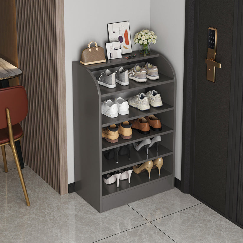6-Tier Extra Spacious Shoe Rack Wooden Storage Organizer Cabinet (Char
