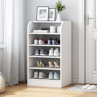 6-Tier Extra Spacious Shoe Rack Wooden Storage Organizer Cabinet (White)