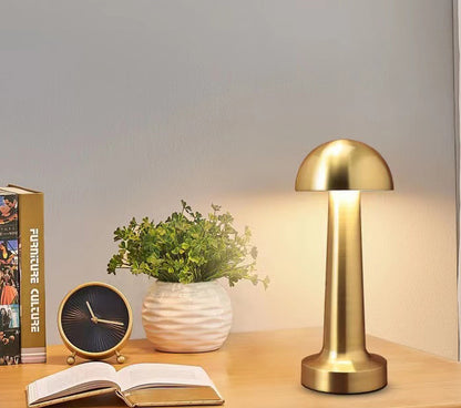 Luxe Designer LED Table Lamp Cordless Touch Sensor Night Light (Gold, Dome)