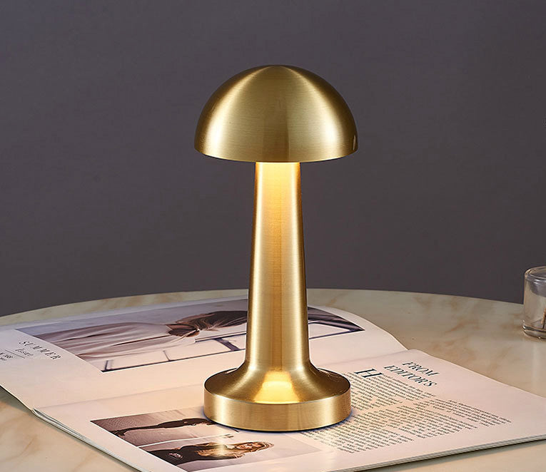 Luxe Designer LED Table Lamp Cordless Touch Sensor Night Light (Gold, Dome)