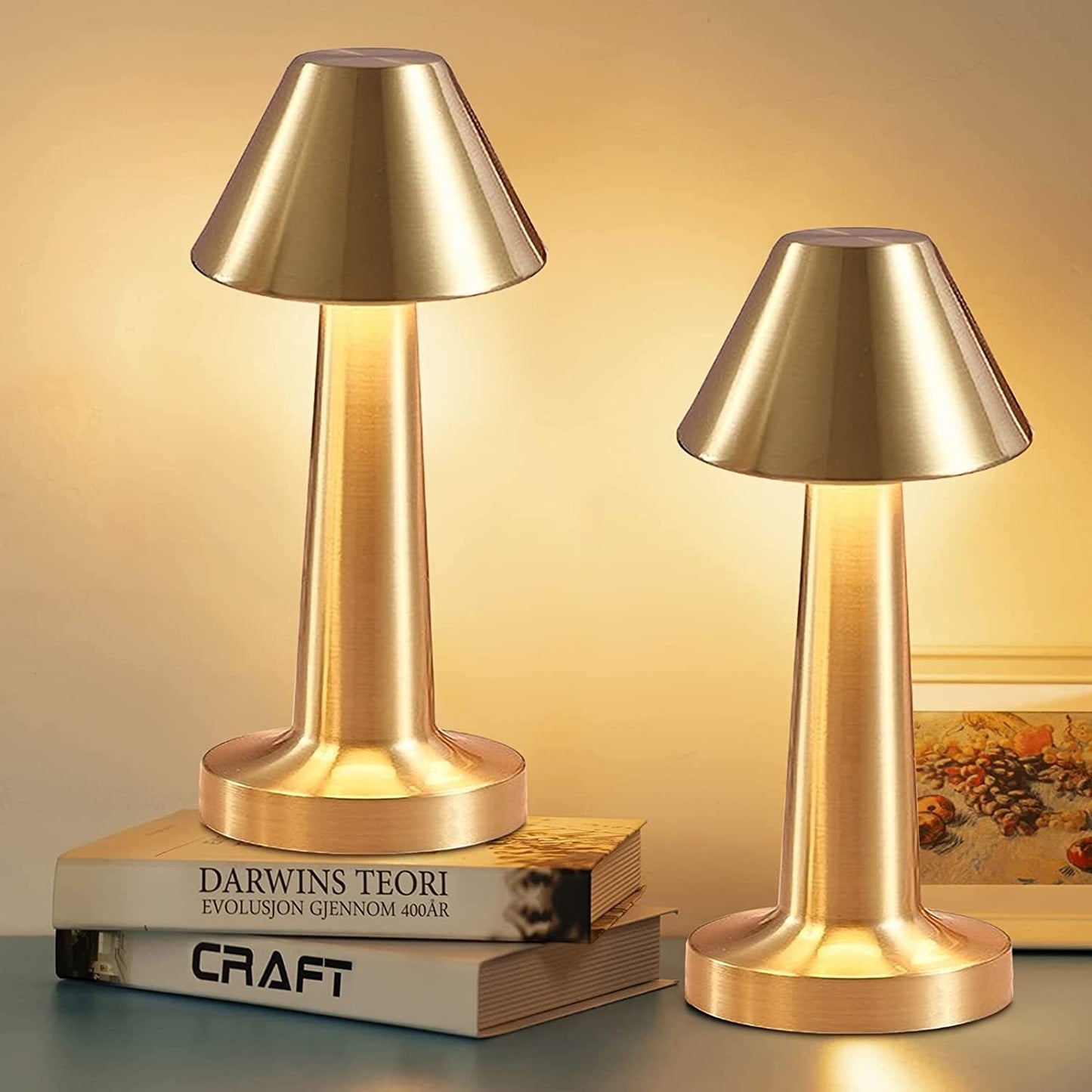 Luxe Designer LED Table Lamp Cordless Touch Sensor Night Light (Gold)