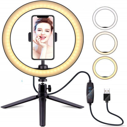 10" LED Ring Light with Tripod and Phone Holder