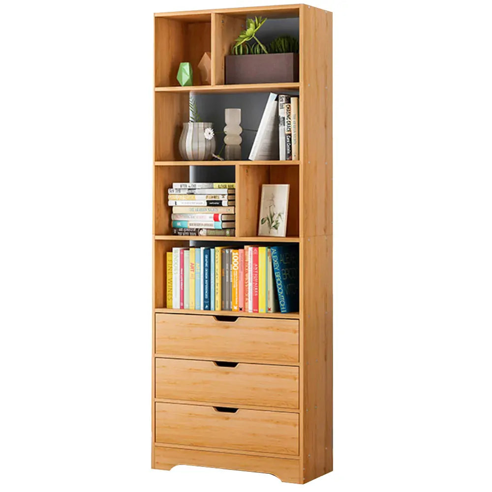 Luna 1.8m Tall Shelf Cupboard Bookshelf Wardrobe with Drawers (Oak)