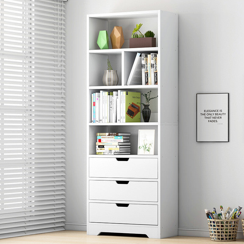 Luna 1.8m Tall Shelf Cupboard Bookshelf Wardrobe with Drawers (White)