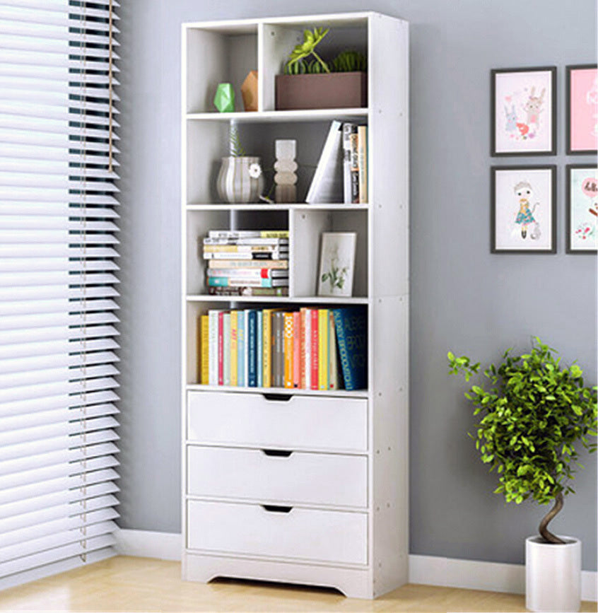 Luna 1.8m Tall Shelf Cupboard Bookshelf Wardrobe with Drawers (White)