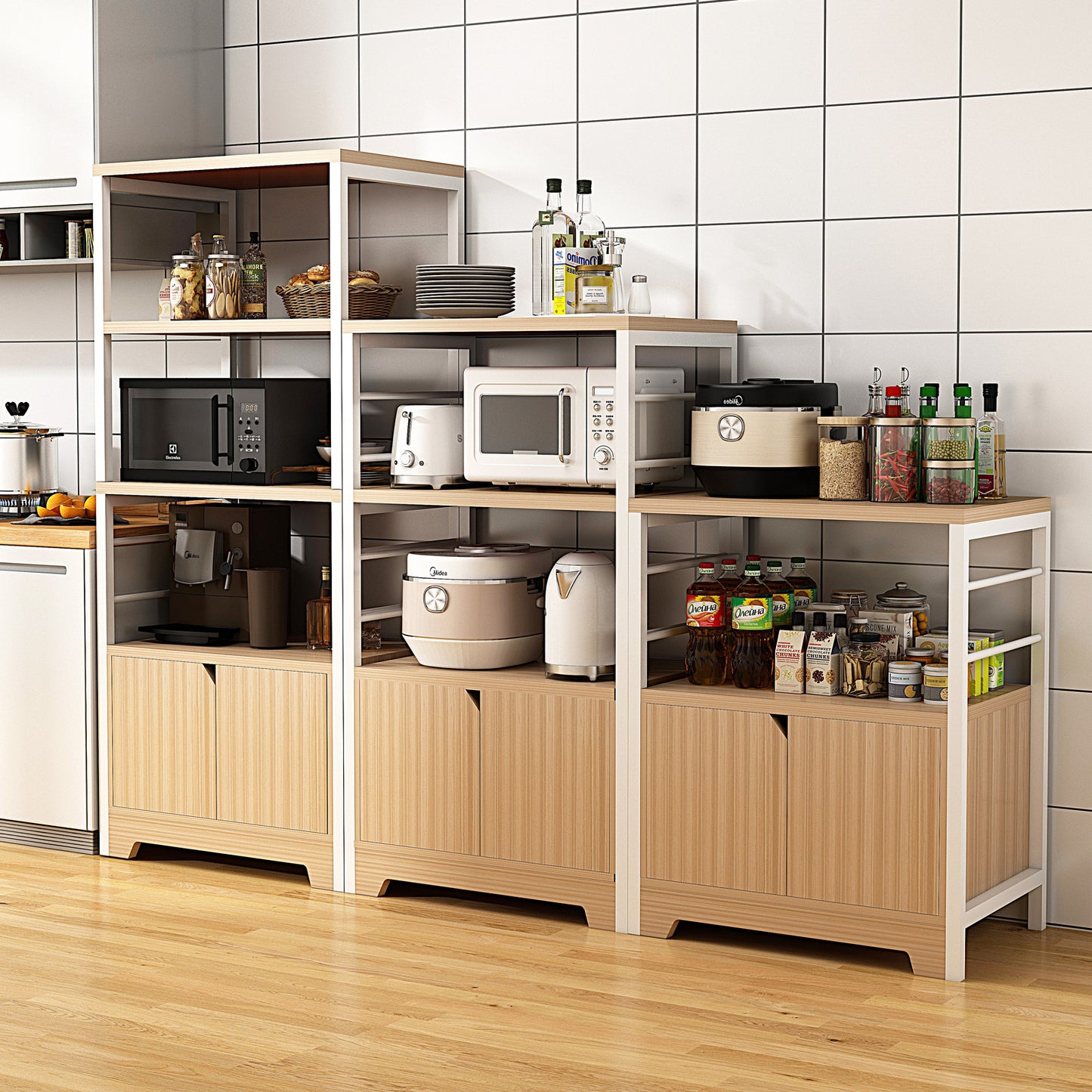 2-Level Arena Organizer Kitchen Storage Cabinet Shelf (Oak)