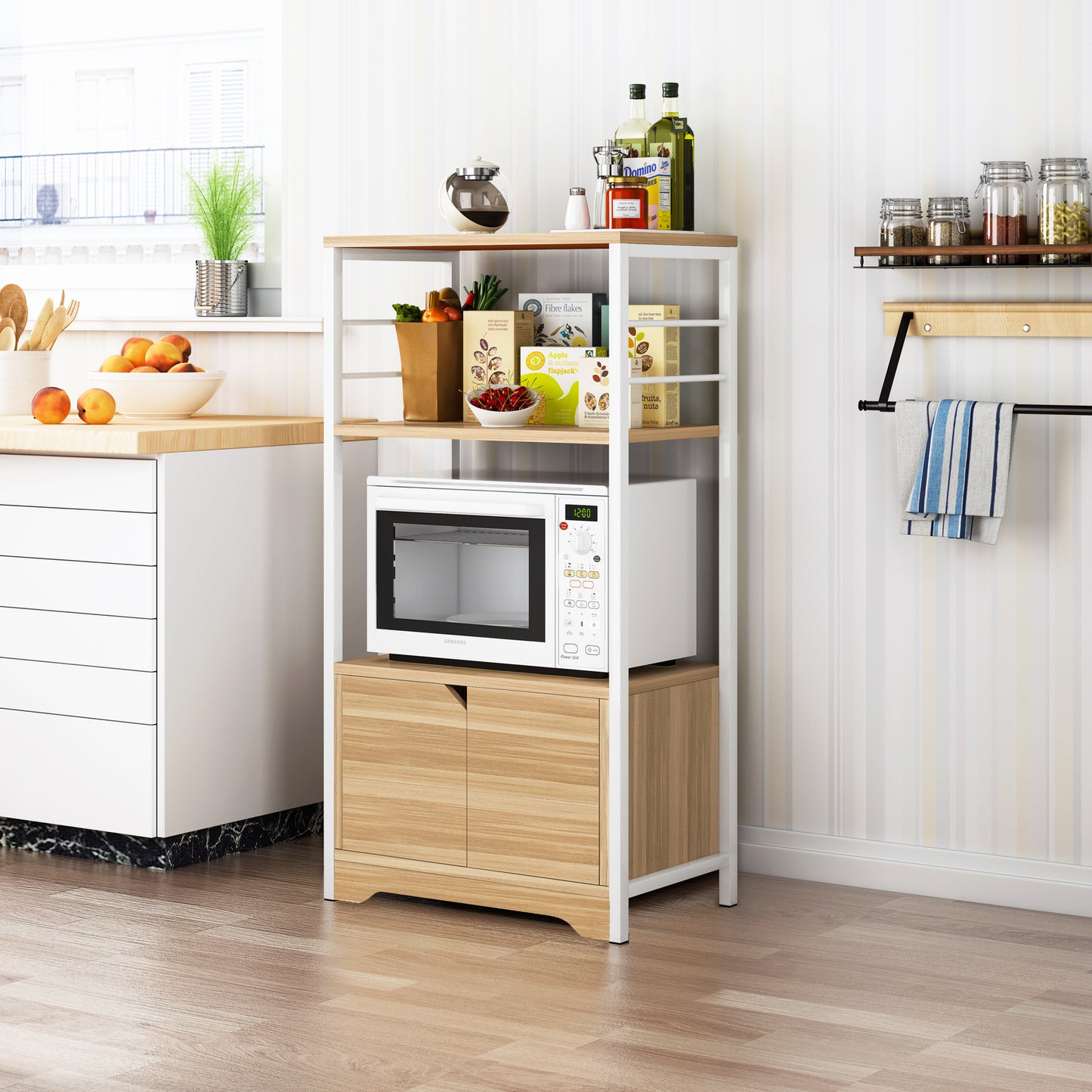 3-Level Arena Organizer Kitchen Storage Cabinet Shelf (Oak)