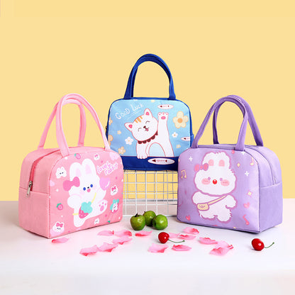 Cartoon Portable Lunch Box Cooler Bag Insulated Lunchbox (Pink Rabbit)