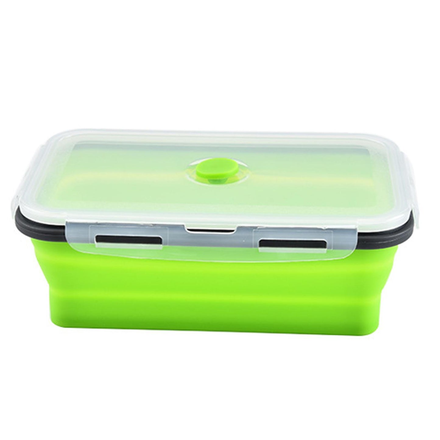 4 X Collapsible Silicone Food Storage Containers Lunchboxes Bowls Meal Box with Airtight Lid Green)