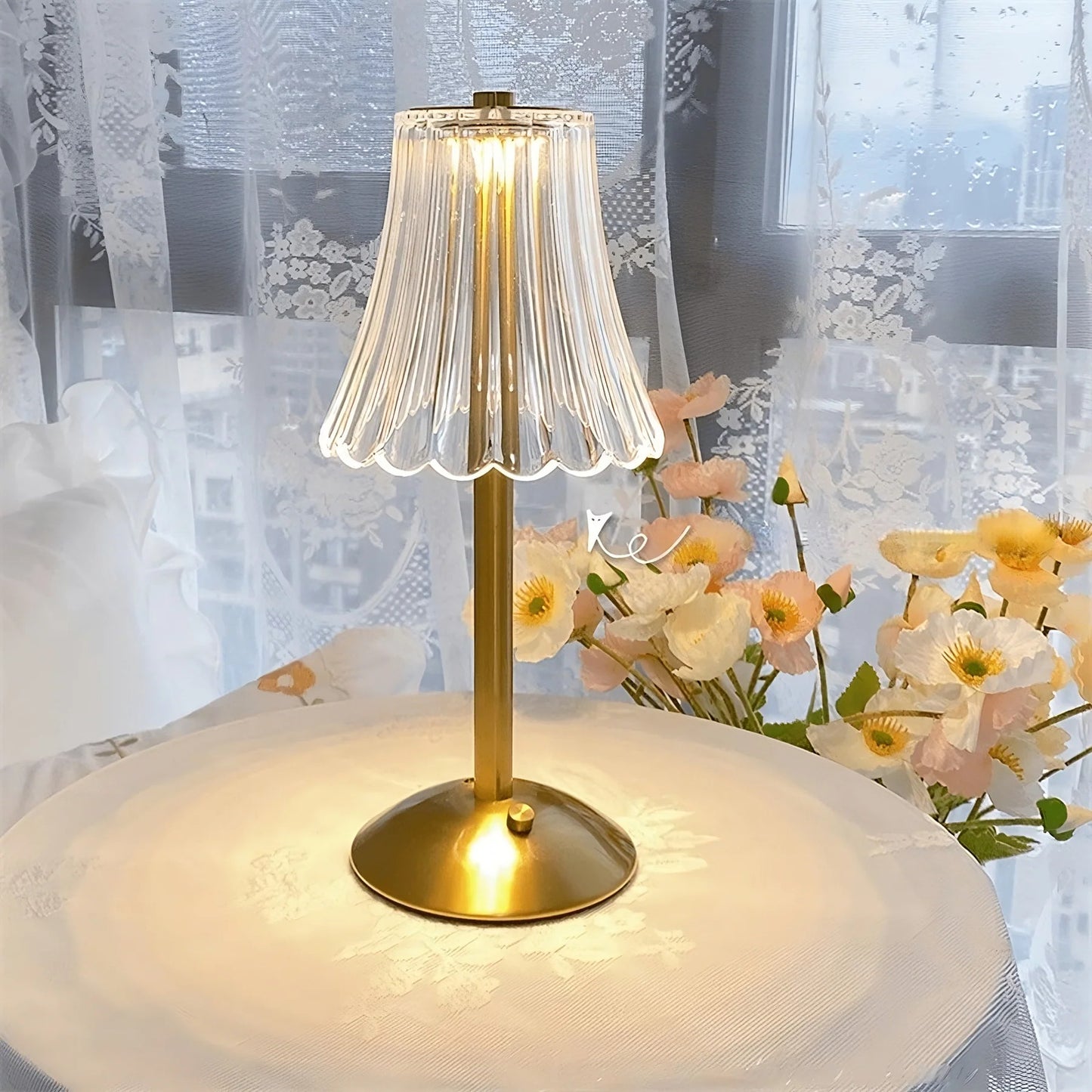 Luxe Metal Diamond Crystal LED Lamp Dimmable Touch Sensor Retro Night Light