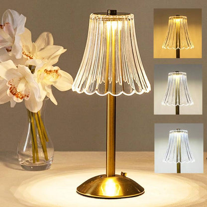 Luxe Metal Diamond Crystal LED Lamp Dimmable Touch Sensor Retro Night Light