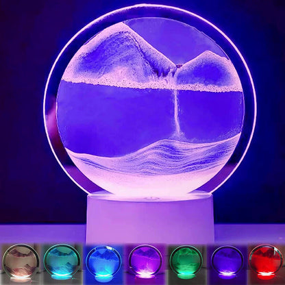 3D Moving Sand Art Colour-changing LED Table Lamp Sandscape Night Light (Purple)