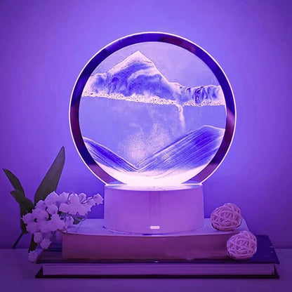 3D Moving Sand Art Colour-changing LED Table Lamp Sandscape Night Light (Purple)