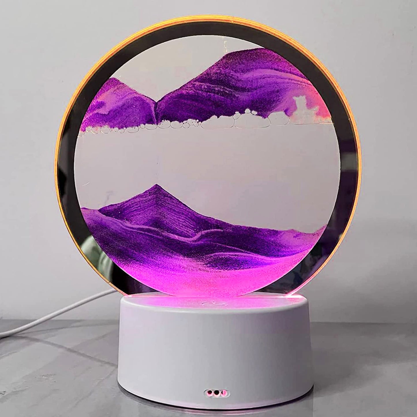 3D Moving Sand Art Colour-changing LED Table Lamp Sandscape Night Light (Purple)