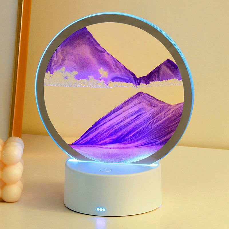 3D Moving Sand Art Colour-changing LED Table Lamp Sandscape Night Light (Purple)