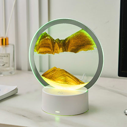 3D Moving Sand Art Colour-changing LED Table Lamp Sandscape Night Light (Yellow)