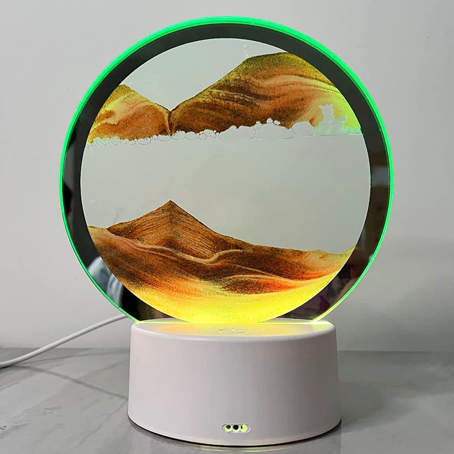 3D Moving Sand Art Colour-changing LED Table Lamp Sandscape Night Light (Yellow)