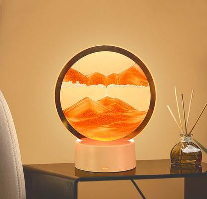 3D Moving Sand Art Colour-changing LED Table Lamp Sandscape Night Light (Yellow)