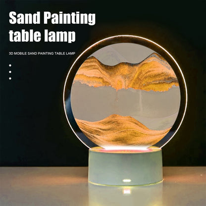 3D Moving Sand Art Colour-changing LED Table Lamp Sandscape Night Light (Yellow)