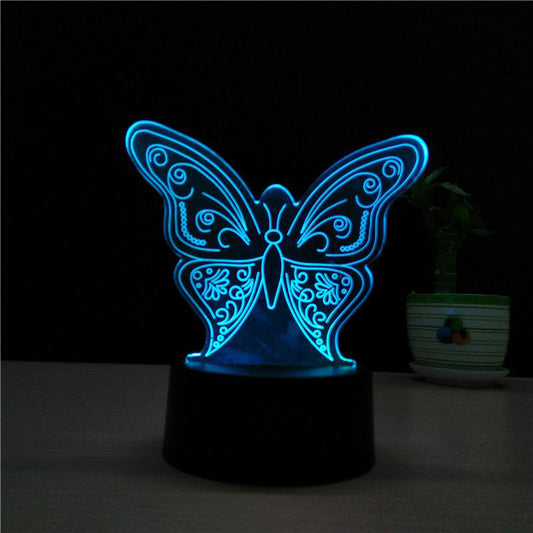 3D Butterfly LED Colour-Changing Night Light Lamp