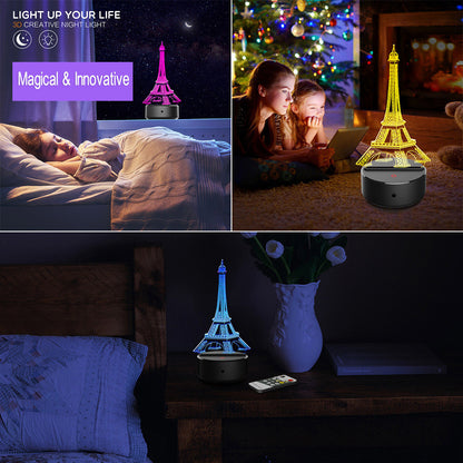 3D Eiffel Tower LED Colour-Changing Night Light Lamp