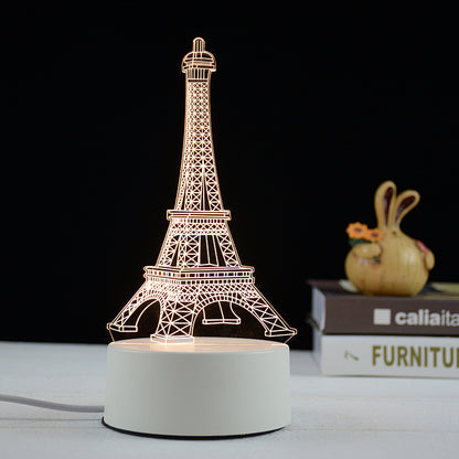 3D Eiffel Tower LED Colour-Changing Night Light Lamp