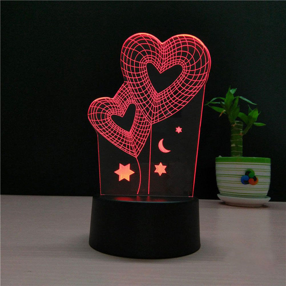 Hearts LED Colour-Changing Night Light Lamp