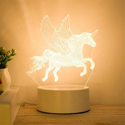 3D Magic Unicorn LED Colour-Changing Night Light Lamp