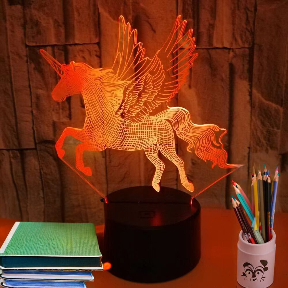 3D Magic Unicorn LED Colour-Changing Night Light Lamp