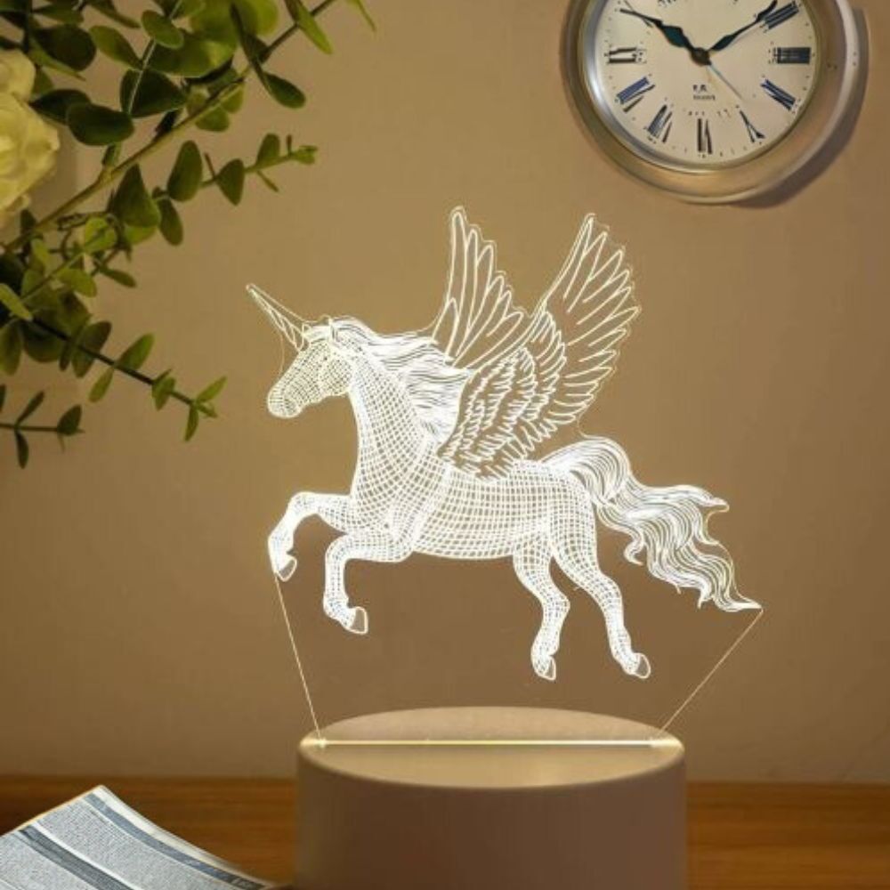 3D Magic Unicorn LED Colour-Changing Night Light Lamp