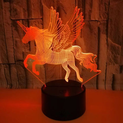 3D Magic Unicorn LED Colour-Changing Night Light Lamp