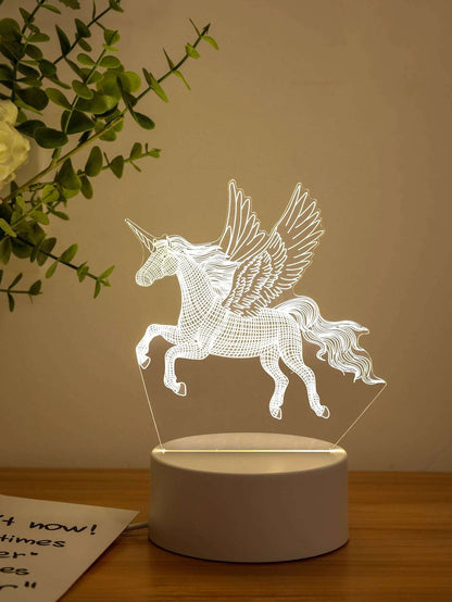 3D Magic Unicorn LED Colour-Changing Night Light Lamp