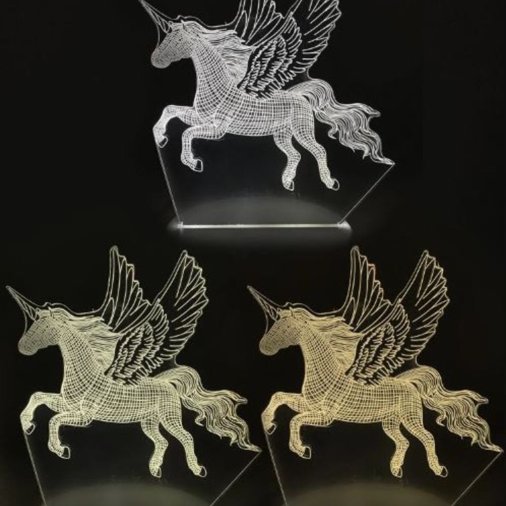 3D Magic Unicorn LED Colour-Changing Night Light Lamp