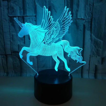 3D Magic Unicorn LED Colour-Changing Night Light Lamp